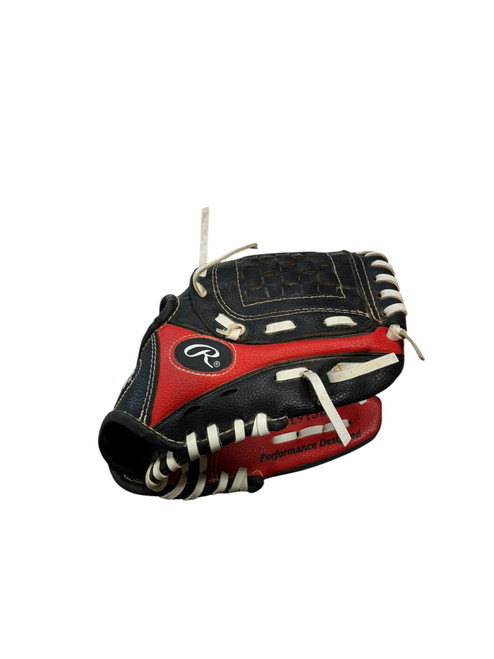 Vist Large View of Product Image Which is Used Rawlings PL61SB BB/SB Glove RH Throw Black And Red 9 1/2"