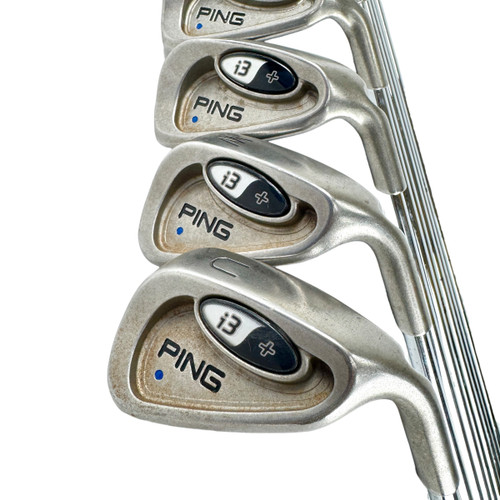 Vist Large View of Product Image Which is Used Ping I3+ BLUE DOT Men's RH Iron Set 3I-UW Stiff Flex Steel Shaft