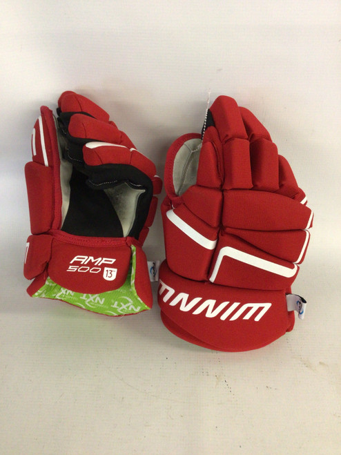 Vist Large View of Product Image Which is Used WinnWell AMP 500 Senior Gloves Red 13"