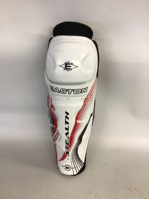 Vist Large View of Product Image Which is Used Easton STEALTH Junior Shin Guards White/Black/Red 13"
