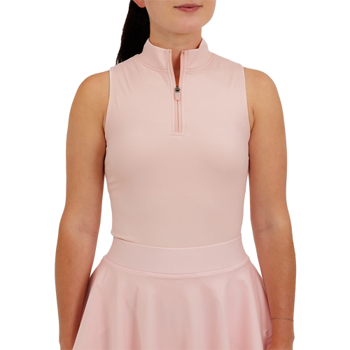 Vist Large View of Product Image Which is New Waggle Match Play Women's Golf Sleeveless Mock Neck- Blush SM