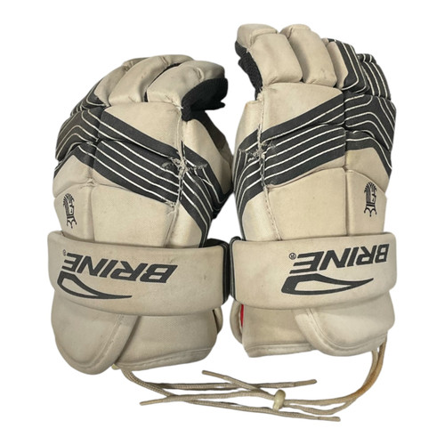 Vist Large View of Product Image Which is Used Brine KING Lacrosse Gloves Junior White SM