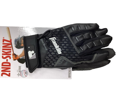 Vist Large View of Product Image Which is Used Franklin BB/SB Batting Gloves Black LG