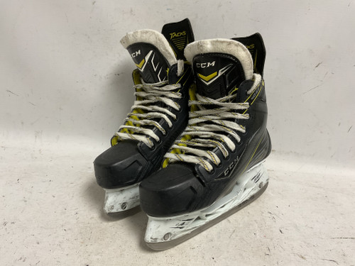 Vist Large View of Product Image Which is Used CCM TACKS 4092 Intermediate Hockey Skate White/Black/Yellow Intermediate 5.0