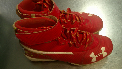 Vist Large View of Product Image Which is Used Under Armour BRYCE HARPER BB/SB Cleats Red Junior 05.5