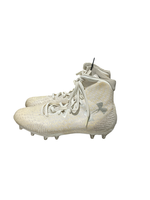 Vist Large View of Product Image Which is Used Under Armour Adult FB Cleats White Senior 8