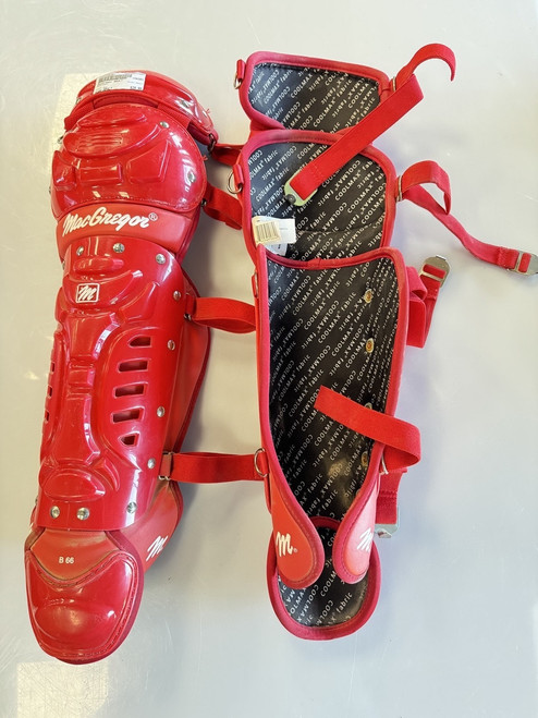 Vist Large View of Product Image Which is Used MacGregor ADULT Catchers Leg Guards Red Adult