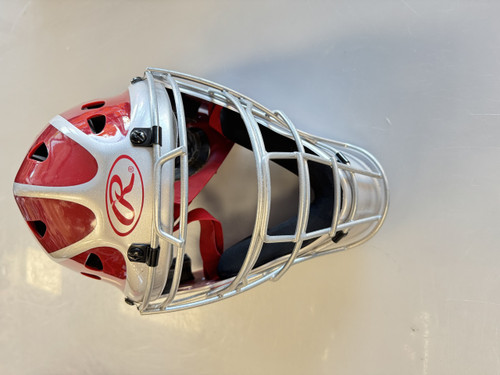 Vist Large View of Product Image Which is Used Rawlings ADULT Catchers Helmet w/Mask Red One Size