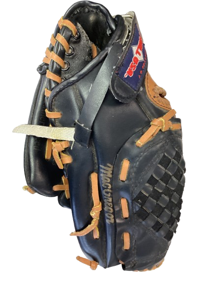 Vist Large View of Product Image Which is Used MacGregor TBALL GLOVE BB/SB Glove T-ball Black And Tan 10"