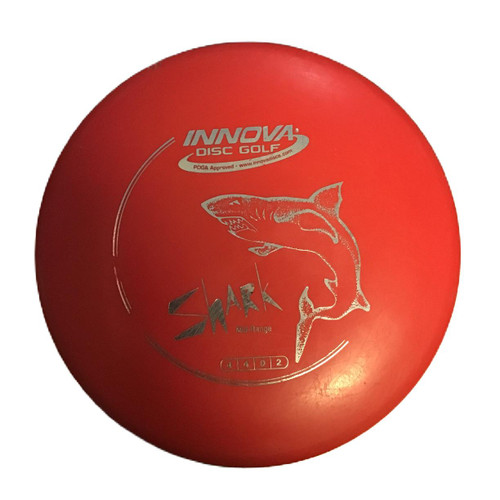 Vist Large View of Product Image Which is Used Innova DX SHARK Disc Golf Mid Range Red