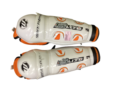 Vist Large View of Product Image Which is Used WinnWell G-LITE Senior Shin Guards White 15"