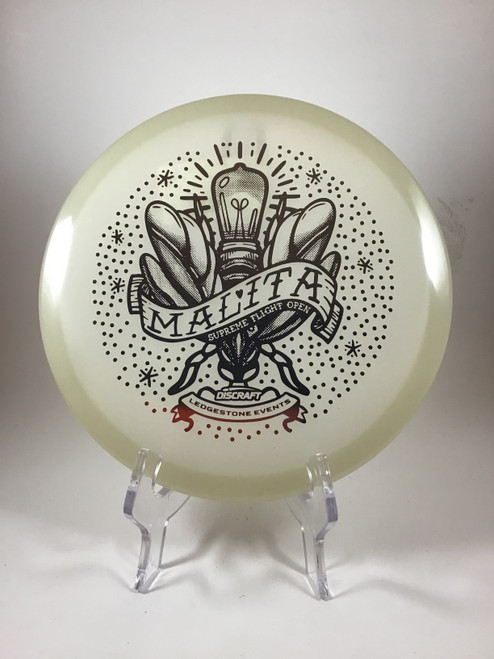 Vist Large View of Product Image Which is Used Discraft Z GLO MALITA Disc Golf Mid Range White 175g