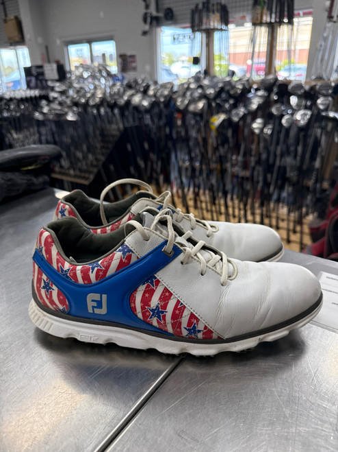 Vist Large View of Product Image Which is Used Foot Joy PRO SL Mens Golf Shoes White Senior 11