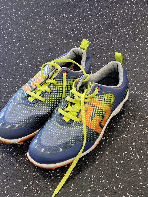 Vist Large View of Product Image Which is Used Foot Joy Jr Golf Shoes Navy Blue Junior 05