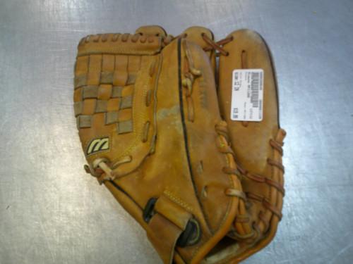 Vist Large View of Product Image Which is Used Mizuno MPI1200 RH Throw Fastpitch Gloves Brown 12"
