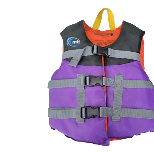 Vist Large View of Product Image Which is Used MTI PFD YTH 50-90LBS Youth PFD Purple Youth 50-90