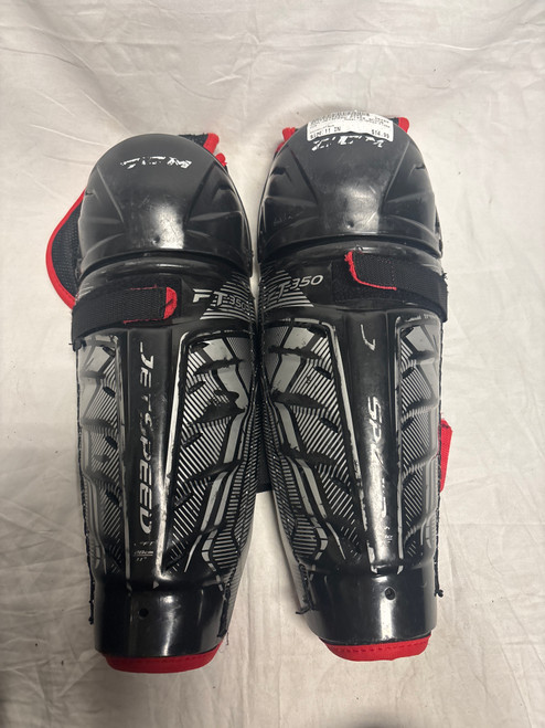 Vist Large View of Product Image Which is Used CCM JETSPEED FT350 Youth Shin Guards Black 11"