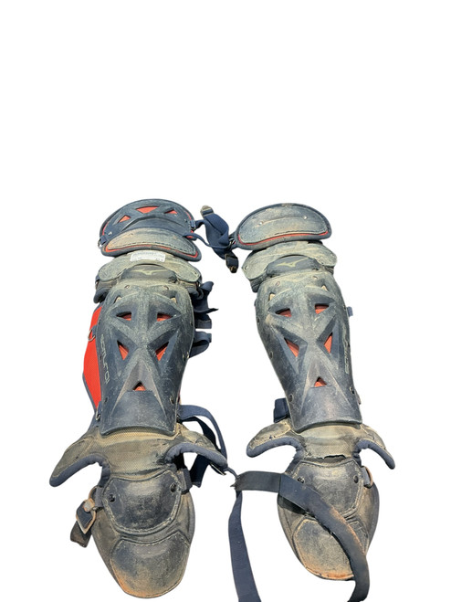 Vist Large View of Product Image Which is Used Mizuno SHIN GUARDS Catchers Leg Guards Black Youth