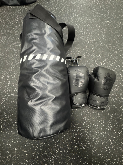 Vist Large View of Product Image Which is Used FIVING KIDS 6 OZ GLOVES Boxing Heavy Bag Black 40 lb