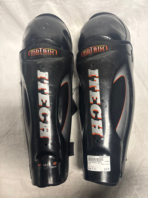 Vist Large View of Product Image Which is Used Itech MATRIX Senior Shin Guards Black 15"