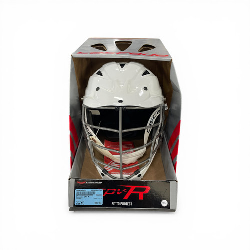 Vist Large View of Product Image Which is Used Cascade CPV-R Lacrosse Helmet White M/L