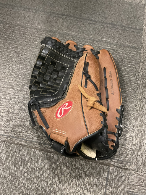 Vist Large View of Product Image Which is Used Rawlings PREMIUM SERIES BB/SB Glove RH Throw Brown 14"