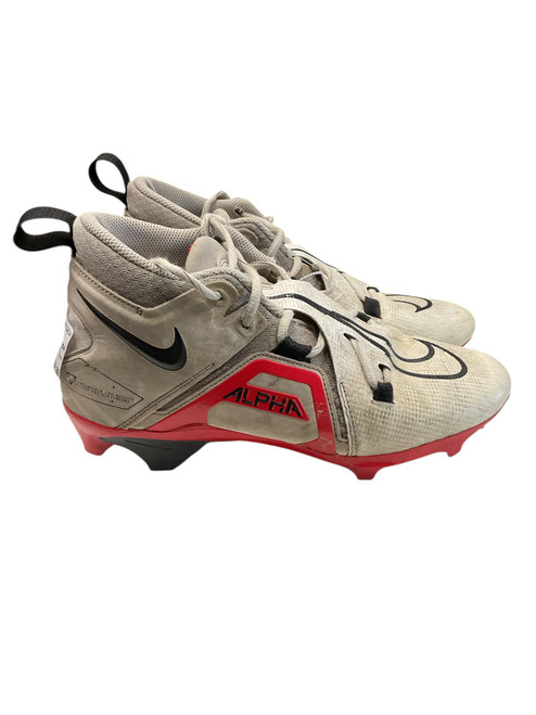 Vist Large View of Product Image Which is Used Nike ALPHA MENACE Adult FB Cleats Red And White Senior 8.5