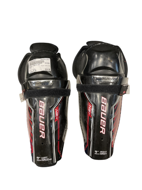Vist Large View of Product Image Which is Used Bauer NSX 9 SG Youth Shin Guards Black 9"