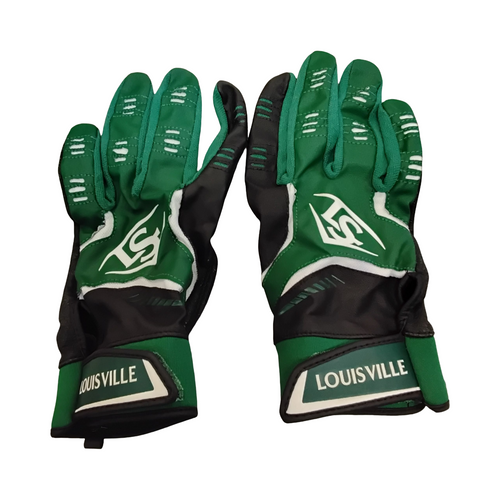 Vist Large View of Product Image Which is Used Louisville Slugger BB/SB Batting Gloves Green LG