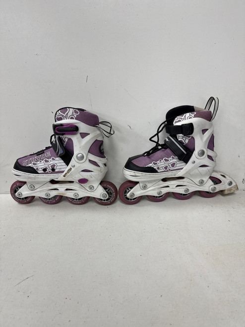 Vist Large View of Product Image Which is Used RollerDerby STRYDE SZ 2-5 Junior Rec Fitness Skates Purple Adjustable