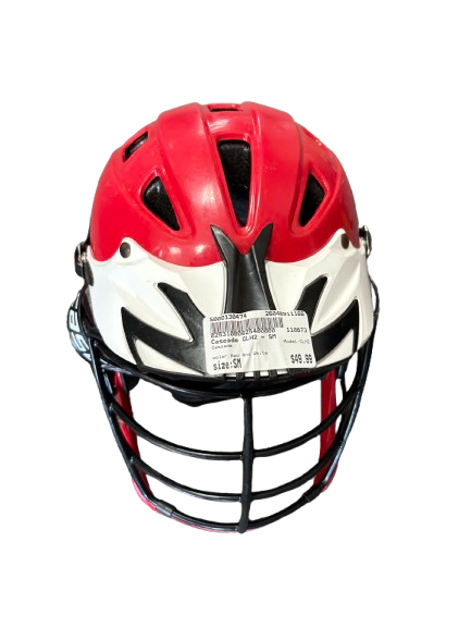 Vist Large View of Product Image Which is Used Cascade CLH2 Lacrosse Helmet Red And White SM