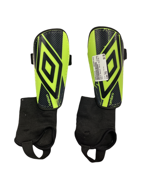 Vist Large View of Product Image Which is Used Umbro Soccer Shin Guards Youth Optic Yellow Youth