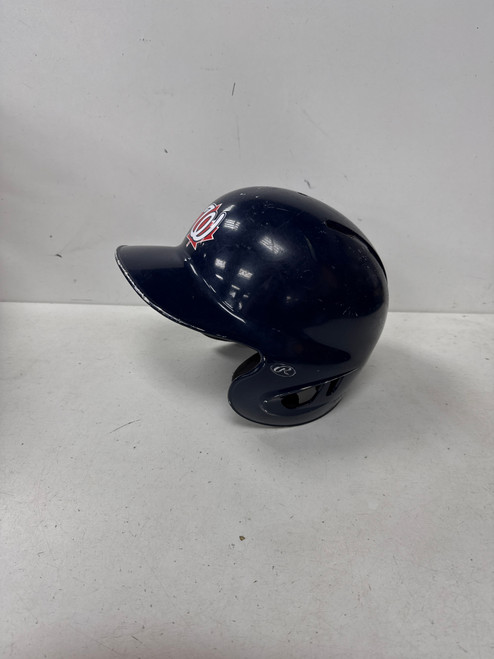 Vist Large View of Product Image Which is Used Rawlings 90 MPH Batting Helmet No Mask Navy Blue MD