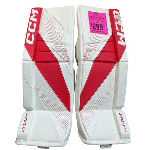 Vist Large View of Product Image Which is Used CCM EFLEX 6.5 JR PADS Goalie Leg Pads Junior Red 28"