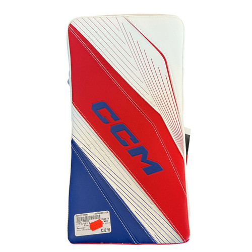 Vist Large View of Product Image Which is Used CCM EFLEX 6.9 INT BLOCKER Inter Goalie Blocker White/Royal/Red