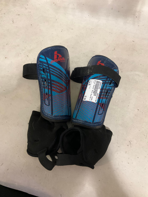 Vist Large View of Product Image Which is Used Brava Soccer Shin Guards Junior Navy Blue MD
