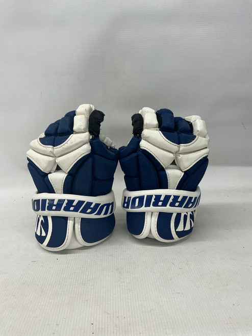 Vist Large View of Product Image Which is Used Warrior MAC D-LITE 2 Lacrosse Gloves Junior Navy Blue SM