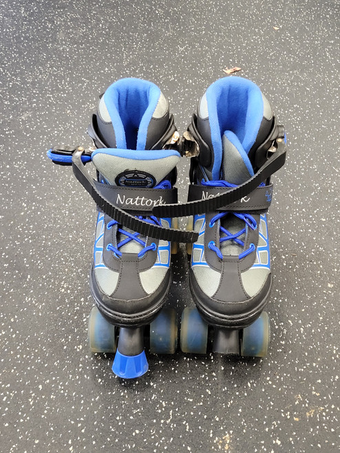 Vist Large View of Product Image Which is Used NATORK Child Roller Quad Skates Royal Blue Adjustable