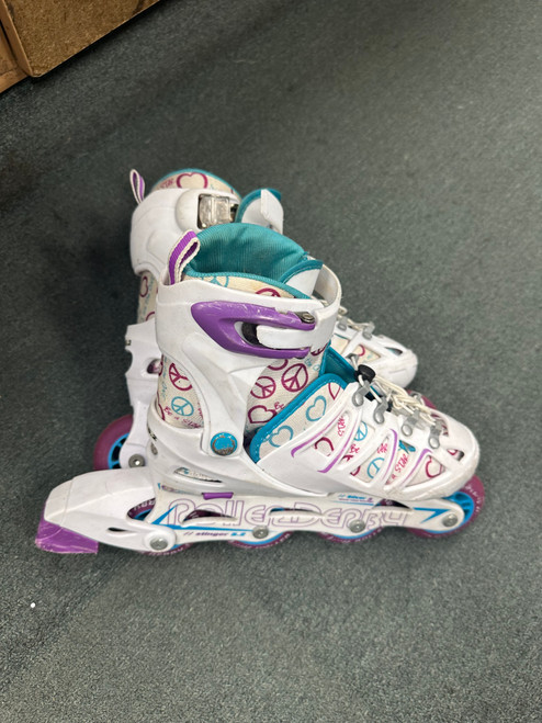 Vist Large View of Product Image Which is Used RollerDerby ADJUSTABLE Junior Rec Fitness Skates White Adjustable