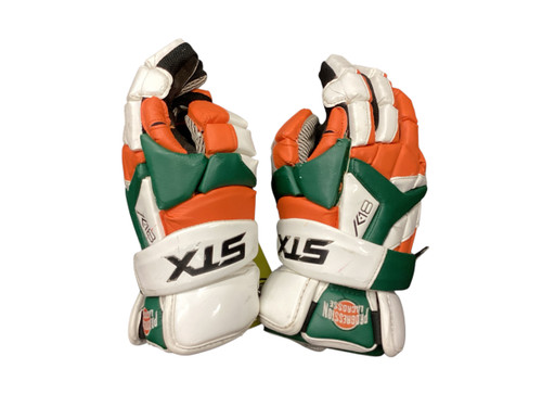 Vist Large View of Product Image Which is Used STX STX K18 LACROSSE GLOVES Lacrosse Gloves Mens Orange LG