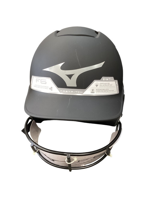 Vist Large View of Product Image Which is Used Mizuno BLACK HELMET W CAGE Batting Helmet w/Mask Black S/M