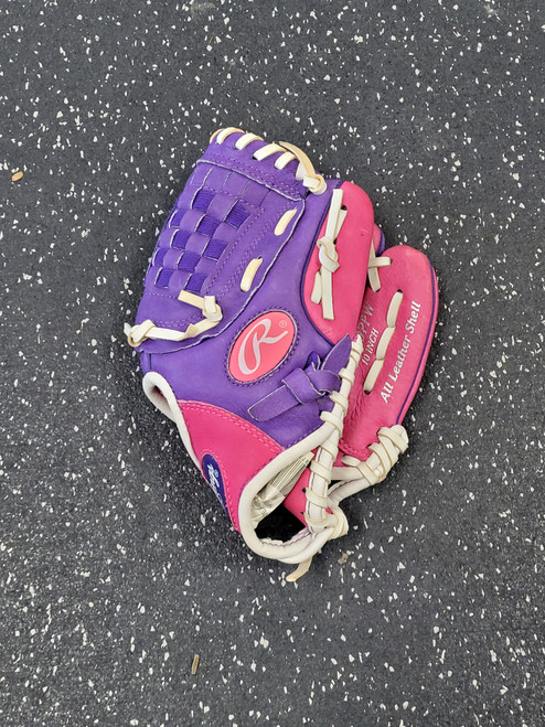 Vist Large View of Product Image Which is Used Rawlings HFP10PPW BB/SB Glove RH Throw Purple 10"