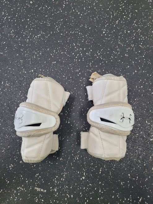 Vist Large View of Product Image Which is Used Under Armour COMMAND PRO Lacrosse Arm Pads/Guards White SM