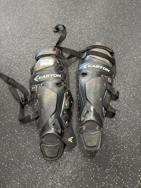 Vist Large View of Product Image Which is Used Easton QWIKFIT Catchers Leg Guards Black Youth