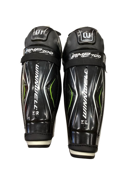 Vist Large View of Product Image Which is Used WinnWell AMP 700 Senior Shin Guards Black 16"