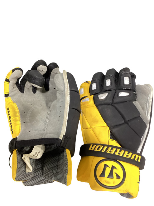 Vist Large View of Product Image Which is Used Warrior NEM3SIS PRO GOALIE LACROSSE GLOVES Lacrosse Gloves Mens White/Black/Yellow 13"