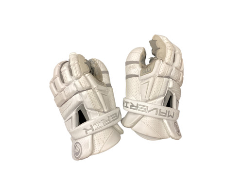 Vist Large View of Product Image Which is Used Maverik M6 Lacrosse Gloves Mens White 13"