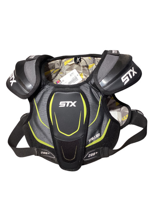 Vist Large View of Product Image Which is Used STX 200 + Lacrosse Shoulder Pads Black MD