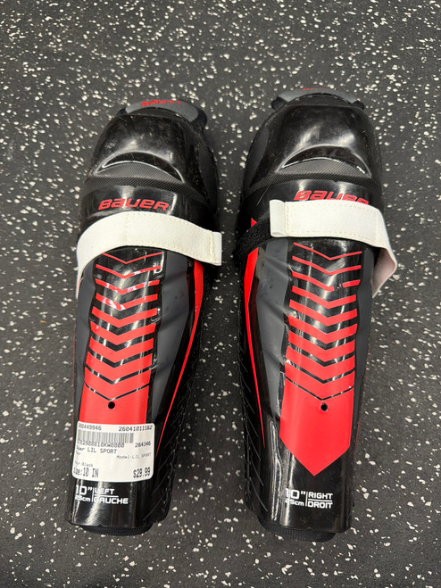 Vist Large View of Product Image Which is Used Bauer LIL SPORT Youth Shin Guards Black 10"