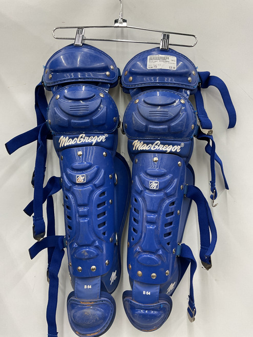 Vist Large View of Product Image Which is Used MacGregor SHINGUARDS Catchers Leg Guards Royal Blue Youth